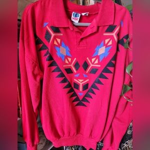 Vintage Wek Southwest Collared Sweatshirt in S/M